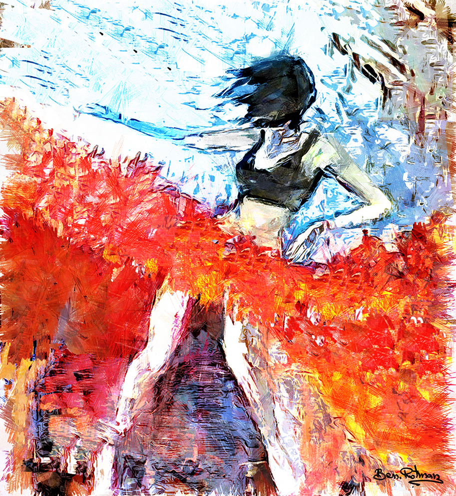 רקדנית עם אנרגיה, ציור שמן שמתאים לבית ולסלון